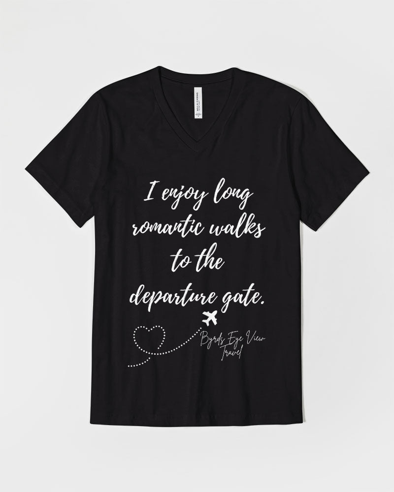 Romantic Walk - White Font Unisex Jersey V-Neck Tee | Bella + Canvas