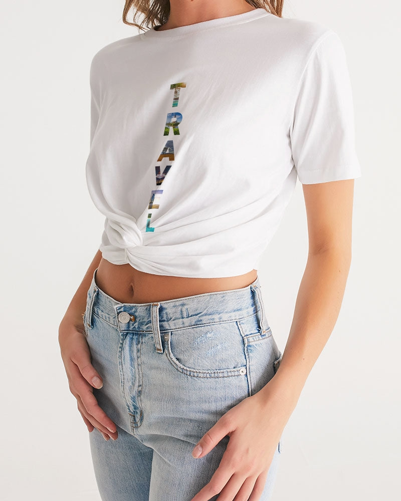 Travel - 2 Women's Twist-Front Cropped Tee