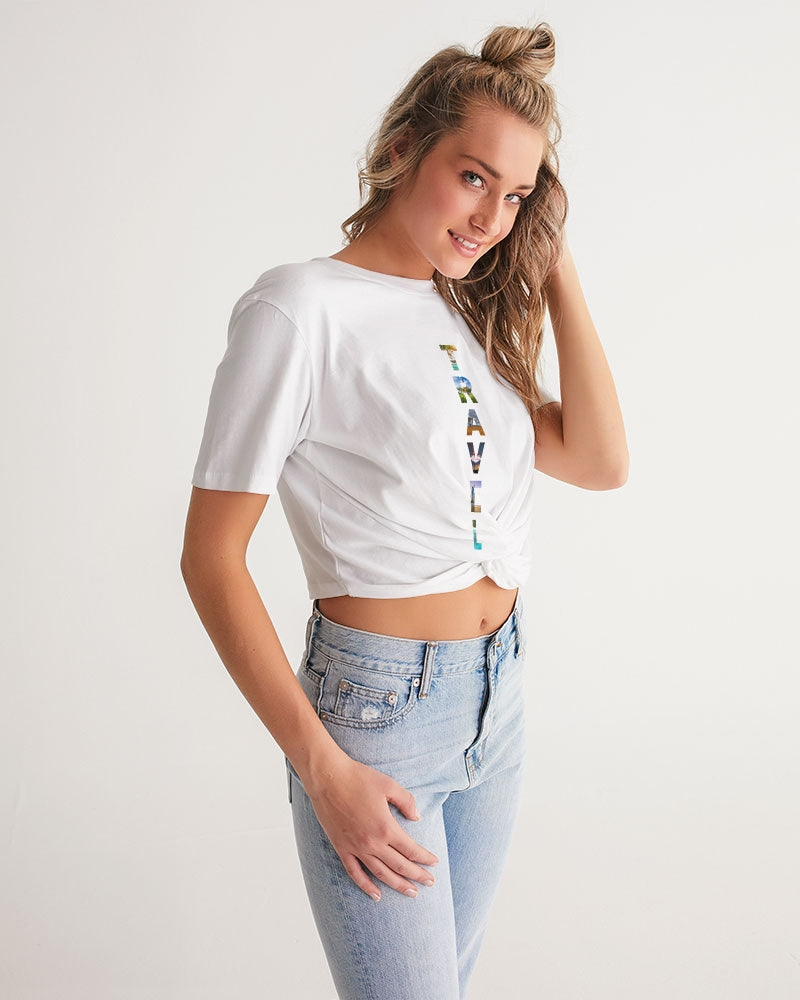 Travel - 2 Women's Twist-Front Cropped Tee
