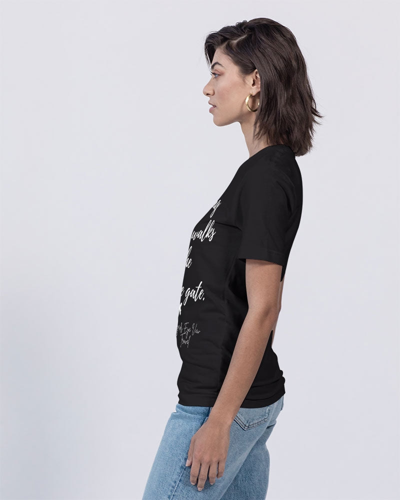 Romantic Walk - White Font Unisex Jersey V-Neck Tee | Bella + Canvas