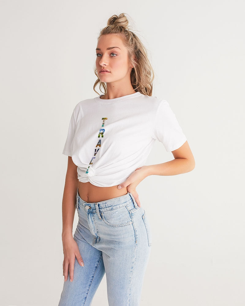 Travel - 2 Women's Twist-Front Cropped Tee