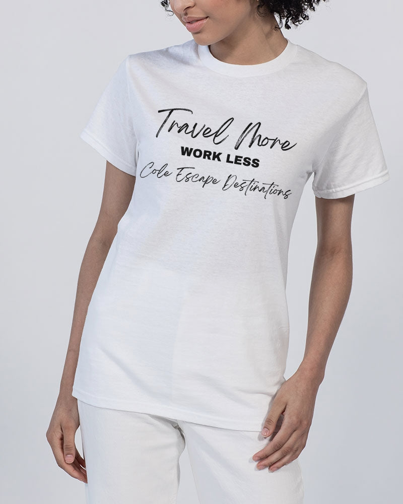 TRAVEL MORE WORK LESS - OSEPHA Unisex Heavy Cotton T-Shirt | Gildan