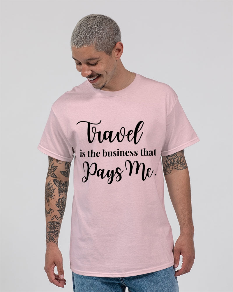 Travel is the Business 2 - Pink Shirt / Black Font Unisex Ultra Cotton T-Shirt | Gildan