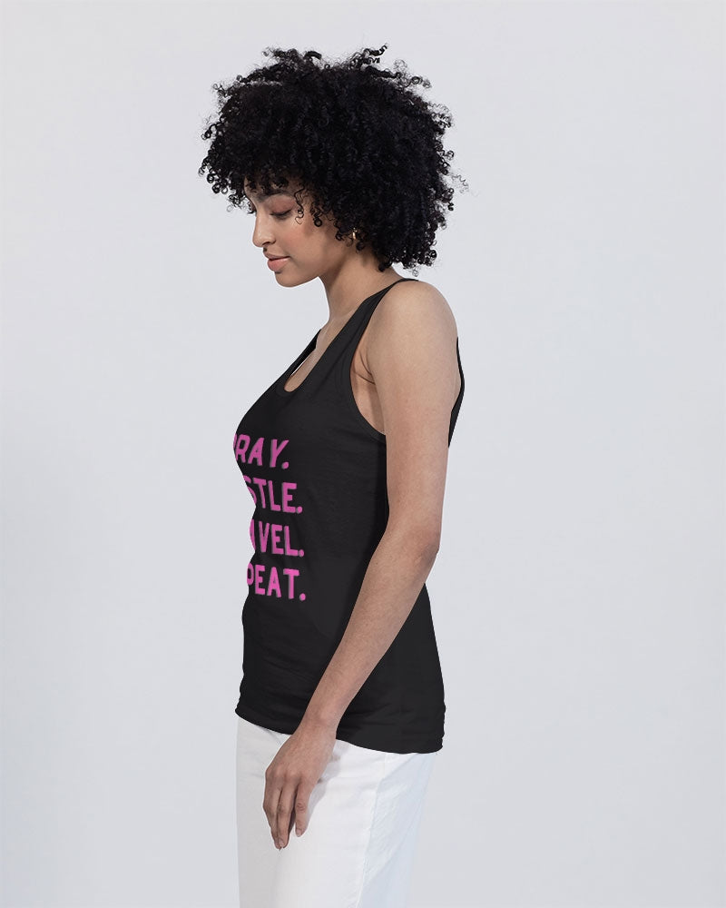 Pray Hustle Travel Repeat Unisex Jersey Tank | Bella + Canvas