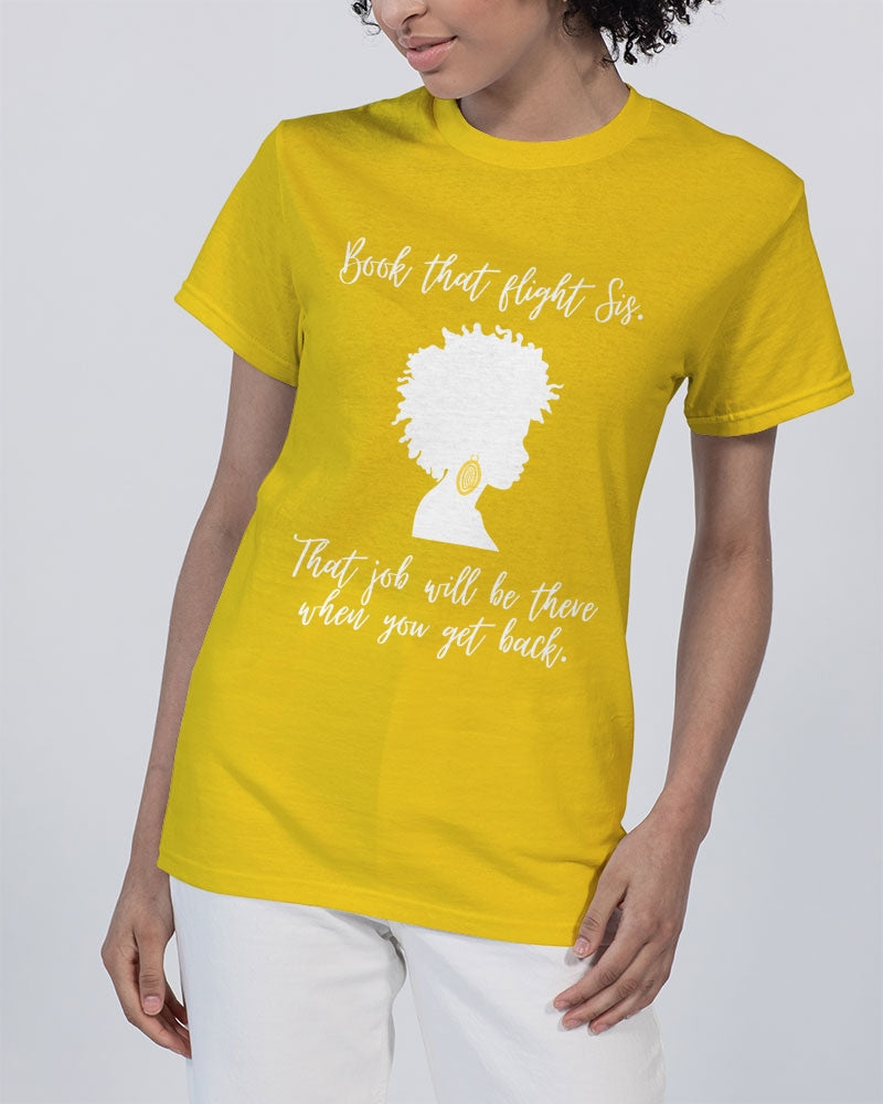 Book That Flight Sis. - Yellow Unisex Heavy Cotton T-Shirt | Gildan