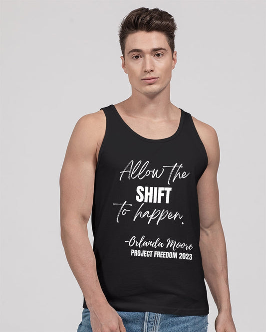 Allow the SHIFT to happen - White Unisex Jersey Tank | Bella + Canvas