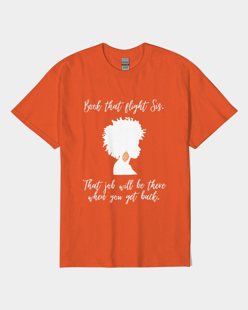 Book That Flight Sis. - Orange Unisex Heavy Cotton T-Shirt | Gildan