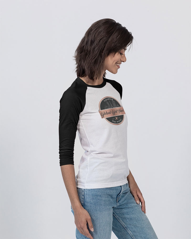 Global Girl Travel Unisex Three-Quarter Sleeve Baseball Tee | Bella + Canvas