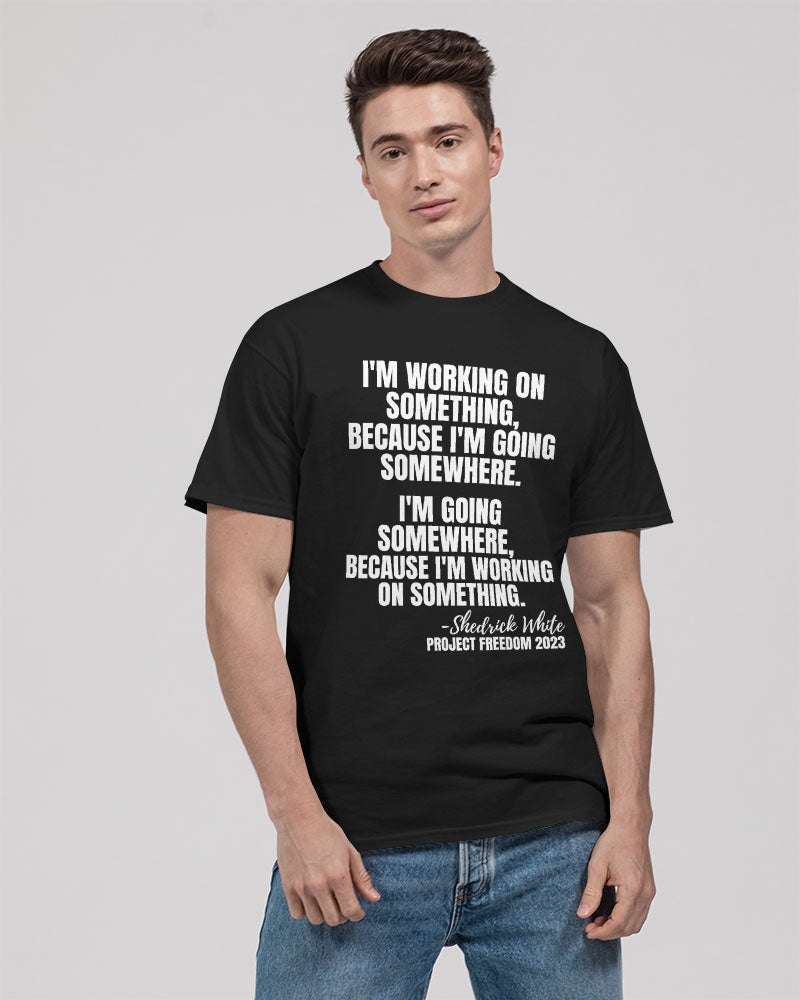 I'm Working On Something - White Unisex Heavy Cotton T-Shirt | Gildan