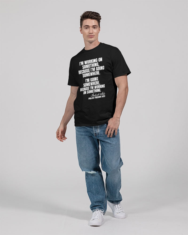 I'm Working On Something - White Unisex Heavy Cotton T-Shirt | Gildan