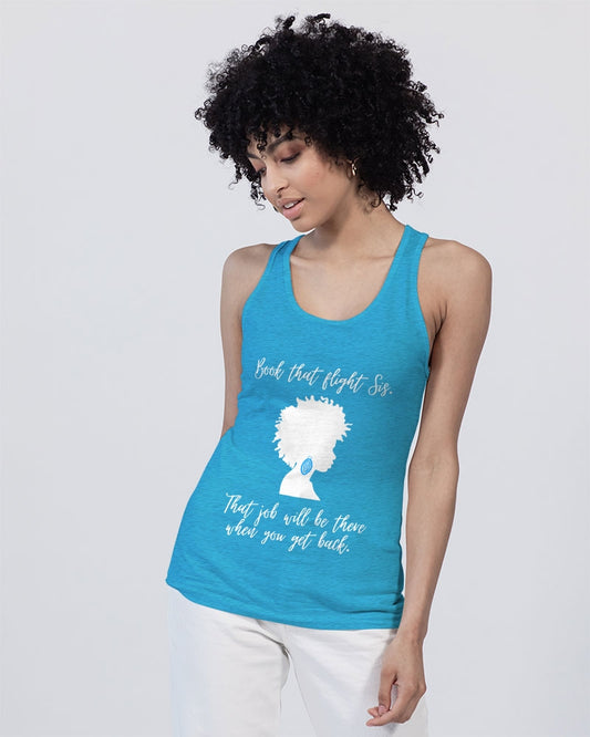 Book That Flight Sis. - Ocean Blue Unisex Jersey Tank | Bella + Canvas