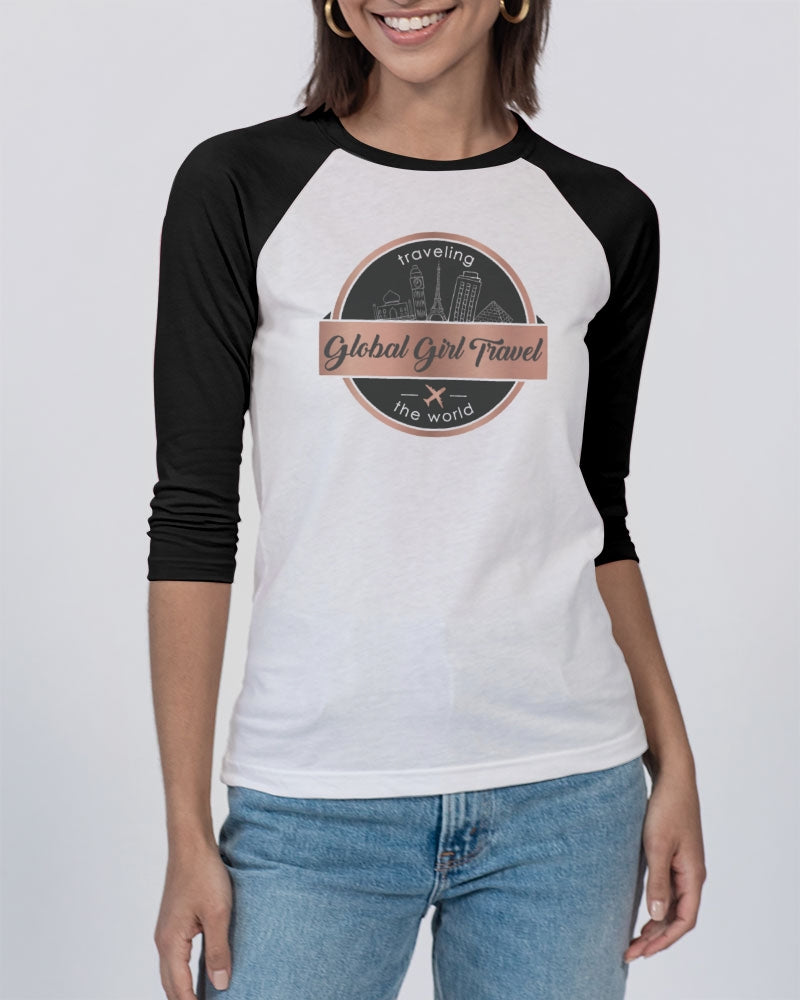 Global Girl Travel Unisex Three-Quarter Sleeve Baseball Tee | Bella + Canvas