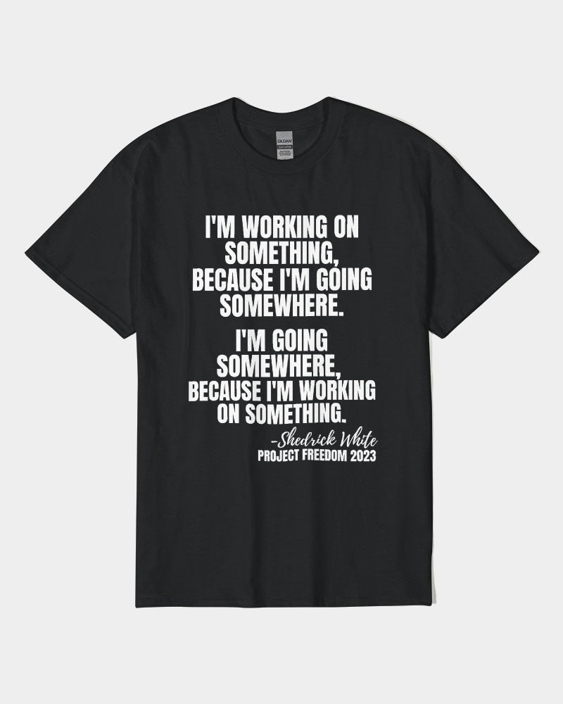 I'm Working On Something - White Unisex Heavy Cotton T-Shirt | Gildan