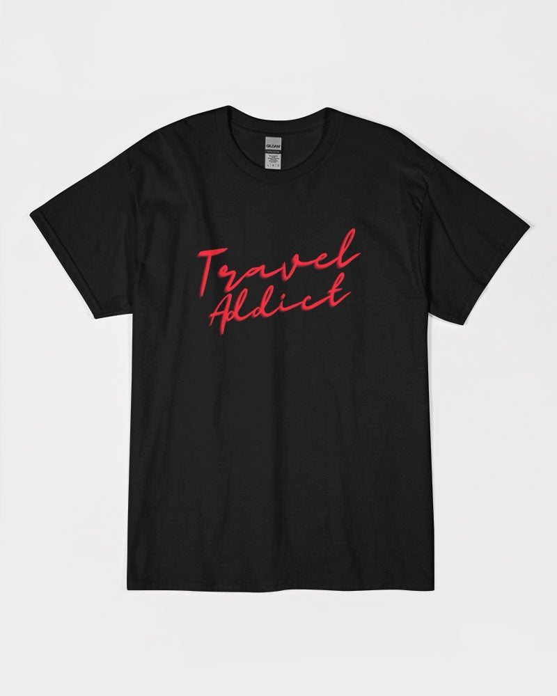 Travel Addict - Red Font Unisex Ultra Cotton T-Shirt | Gildan