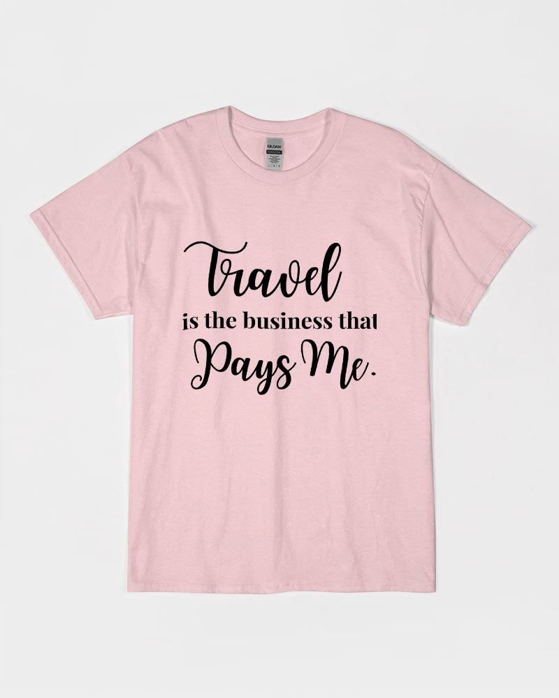 Travel is the Business 2 - Pink Shirt / Black Font Unisex Ultra Cotton T-Shirt | Gildan