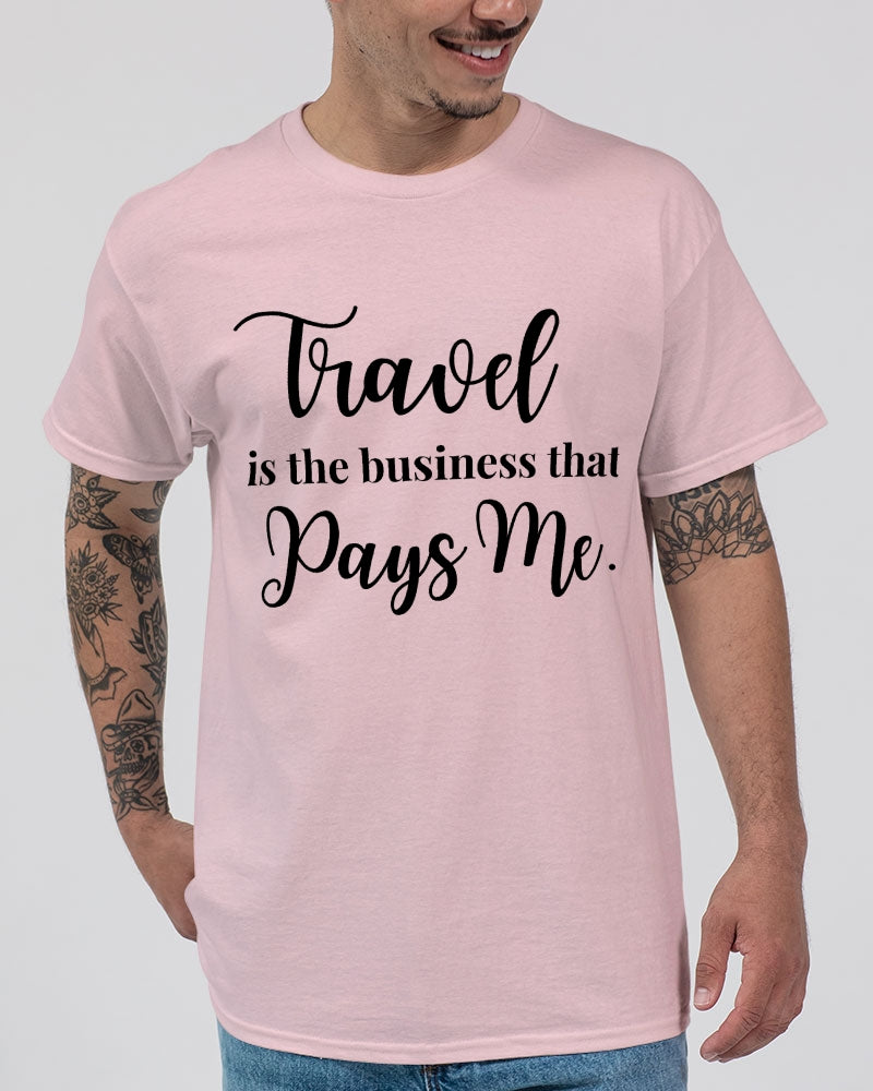 Travel is the Business 2 - Pink Shirt / Black Font Unisex Ultra Cotton T-Shirt | Gildan