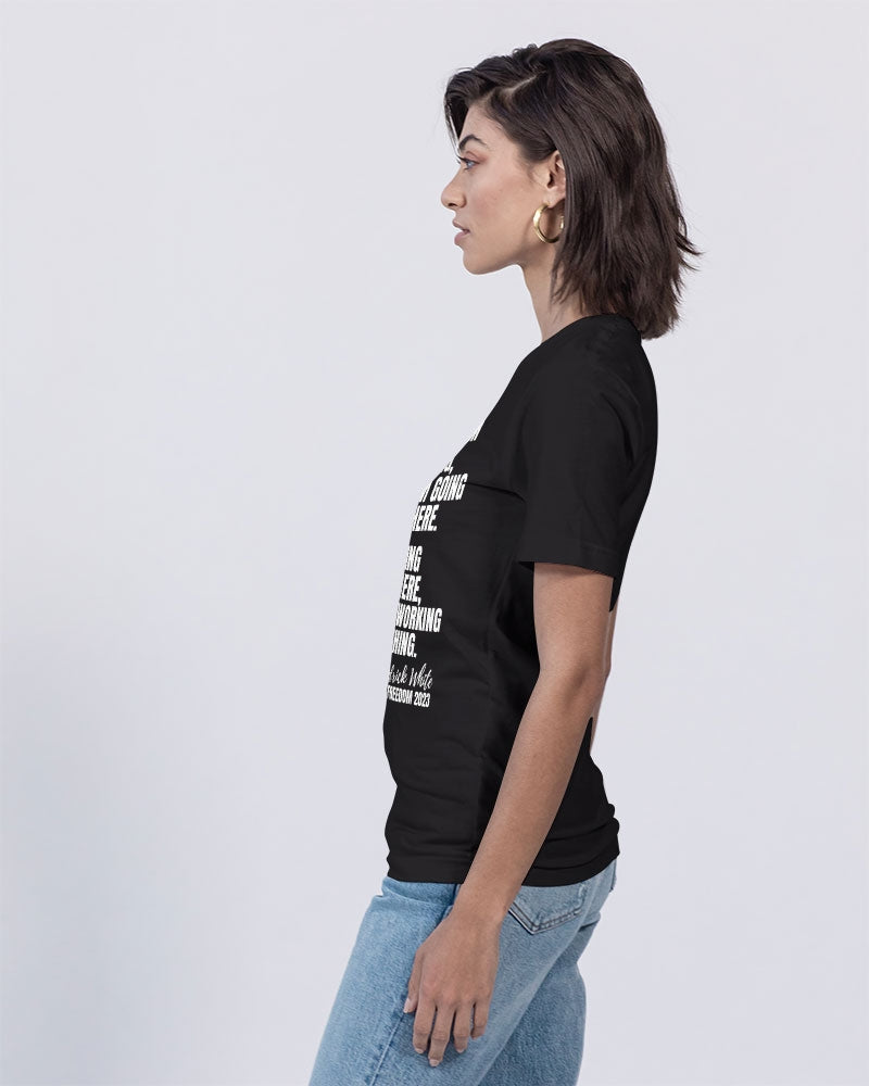 I'm Working On Something - White Unisex Jersey V-Neck Tee | Bella + Canvas