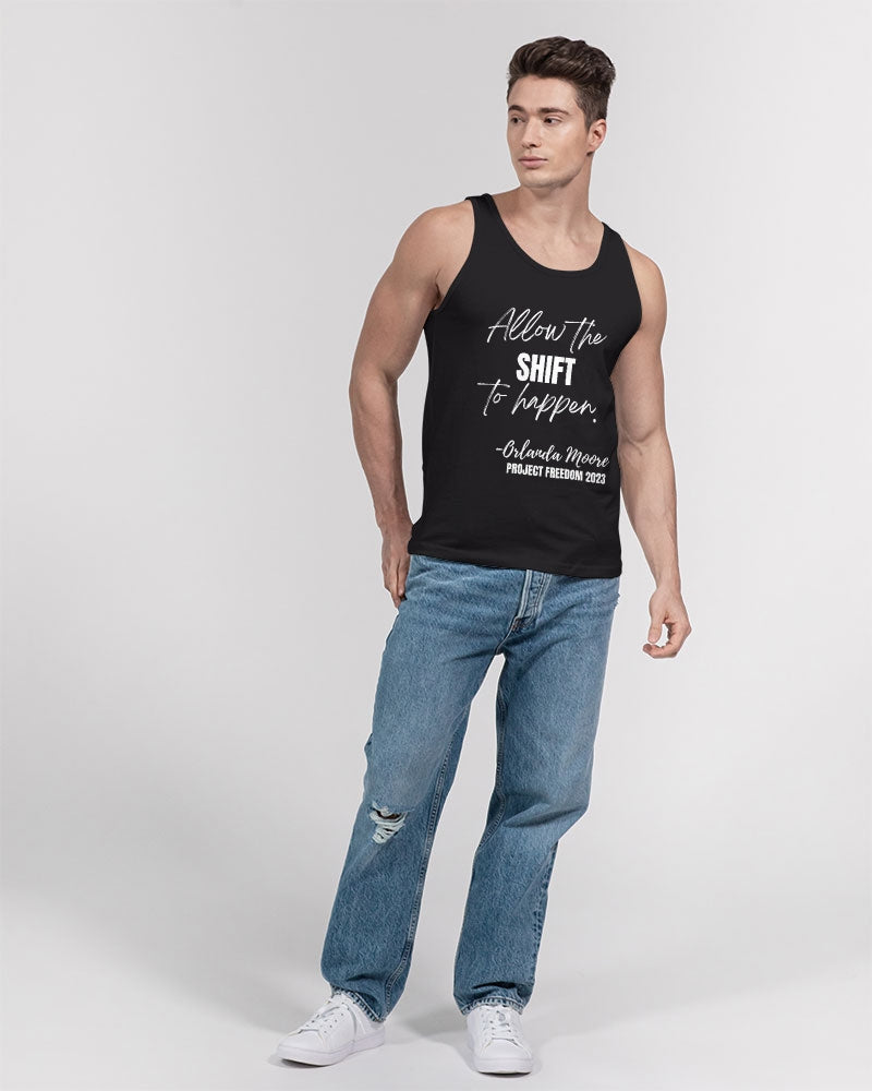 Allow the SHIFT to happen - White Unisex Jersey Tank | Bella + Canvas