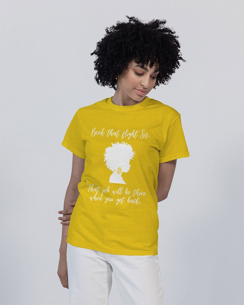 Book That Flight Sis. - Yellow Unisex Heavy Cotton T-Shirt | Gildan