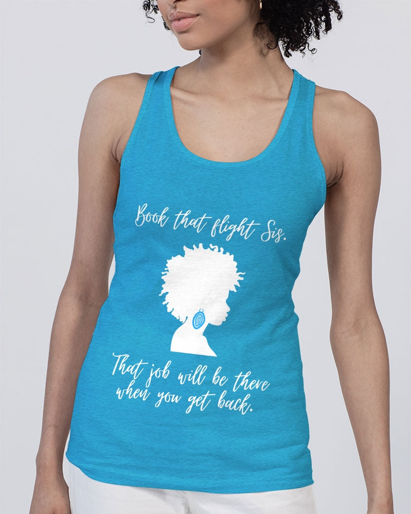 Book That Flight Sis. - Ocean Blue Unisex Jersey Tank | Bella + Canvas