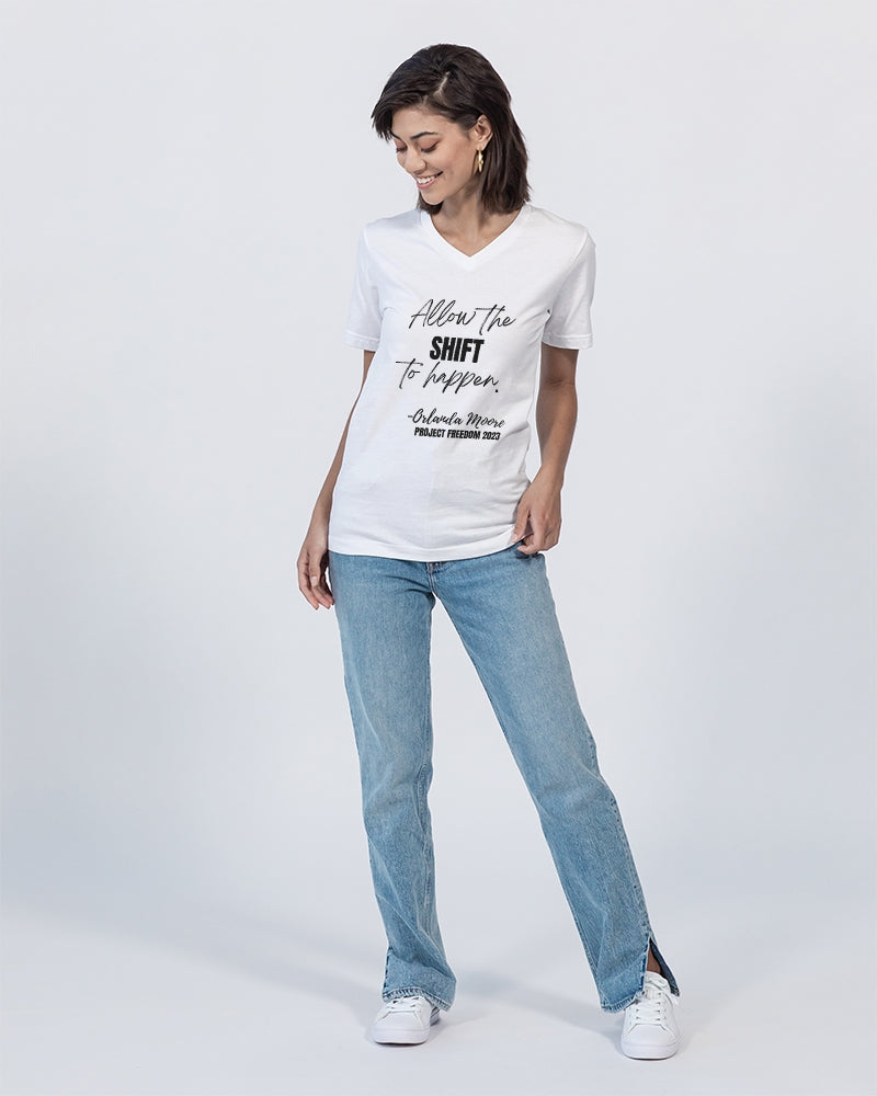 Allow the SHIFT to happen - Black Unisex Jersey V-Neck Tee | Bella + Canvas