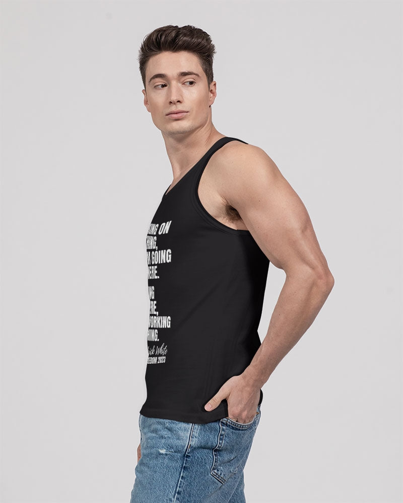 I'm Working On Something - White Unisex Jersey Tank | Bella + Canvas
