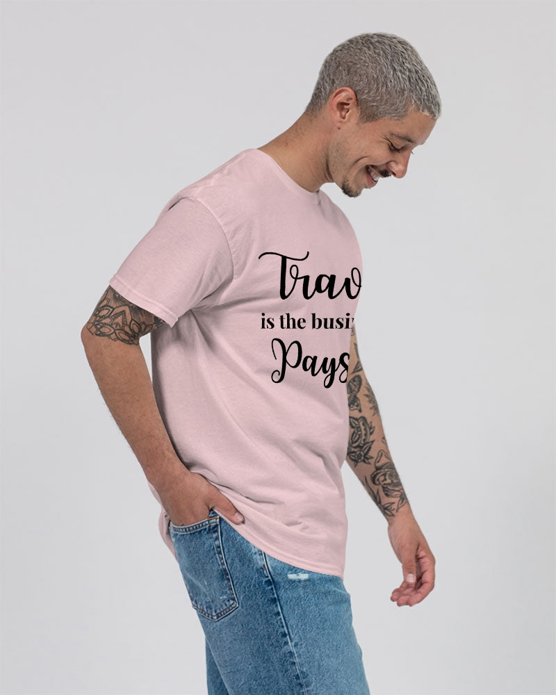 Travel is the Business 2 - Pink Shirt / Black Font Unisex Ultra Cotton T-Shirt | Gildan