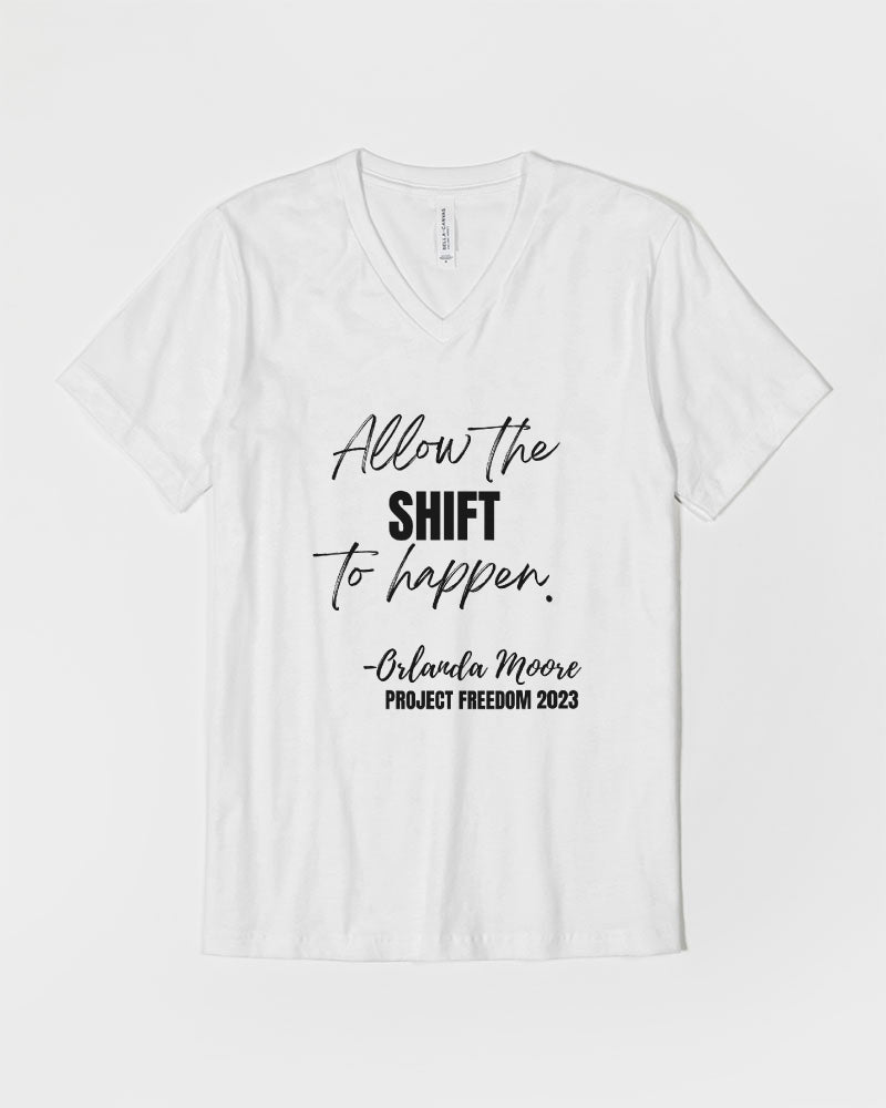 Allow the SHIFT to happen - Black Unisex Jersey V-Neck Tee | Bella + Canvas