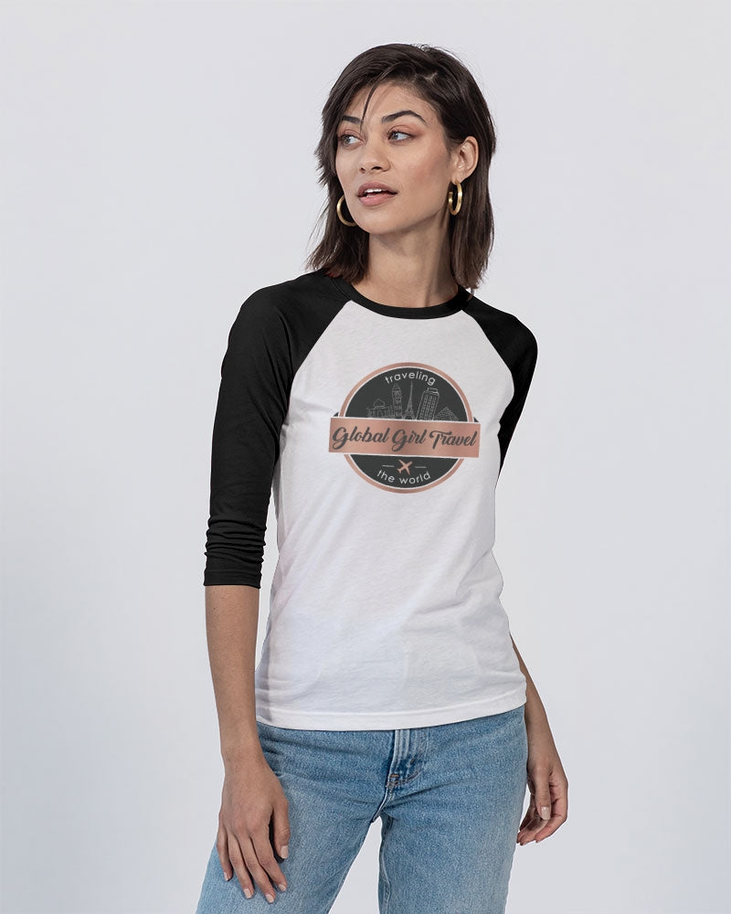 Global Girl Travel Unisex Three-Quarter Sleeve Baseball Tee | Bella + Canvas