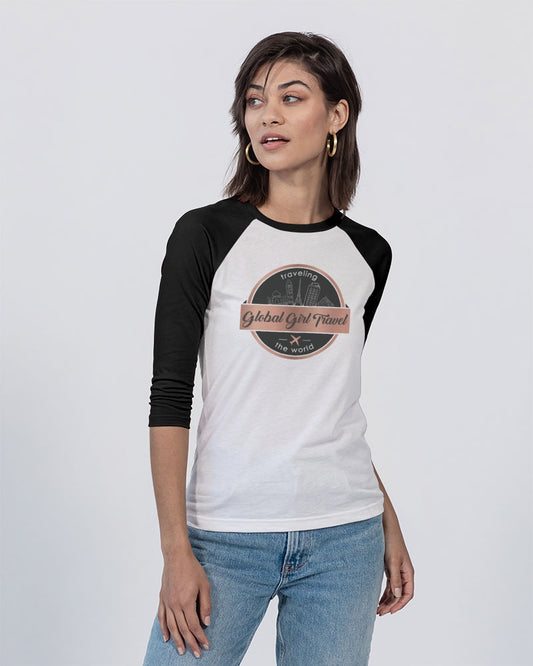 Global Girl Travel Unisex Three-Quarter Sleeve Baseball Tee | Bella + Canvas