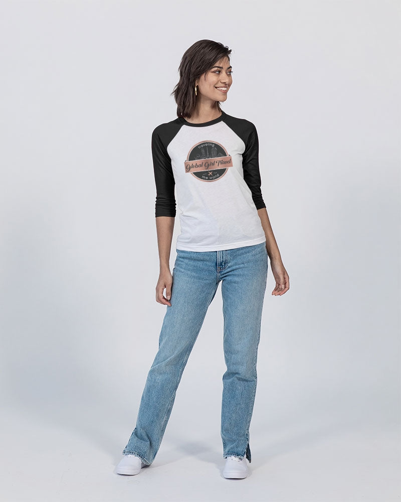 Global Girl Travel Unisex Three-Quarter Sleeve Baseball Tee | Bella + Canvas