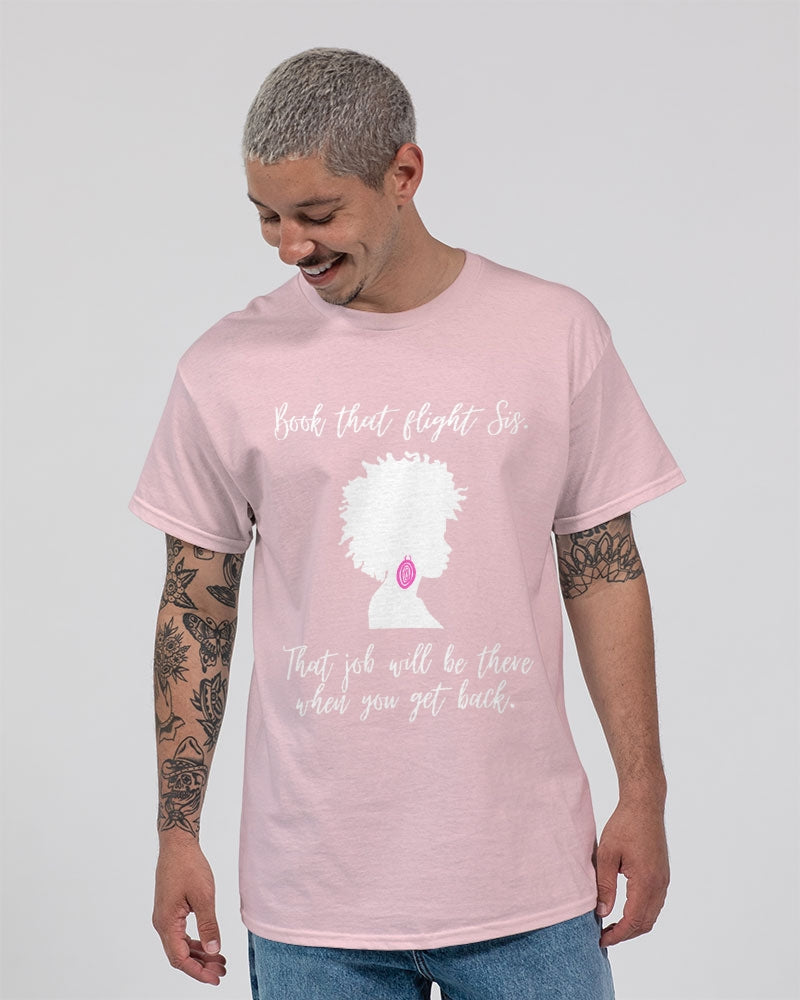Book That Flight Sis. - White Font Unisex Ultra Cotton T-Shirt | Gildan