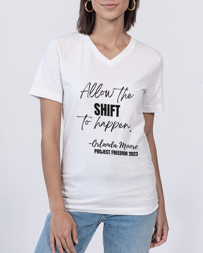 Allow the SHIFT to happen - Black Unisex Jersey V-Neck Tee | Bella + Canvas