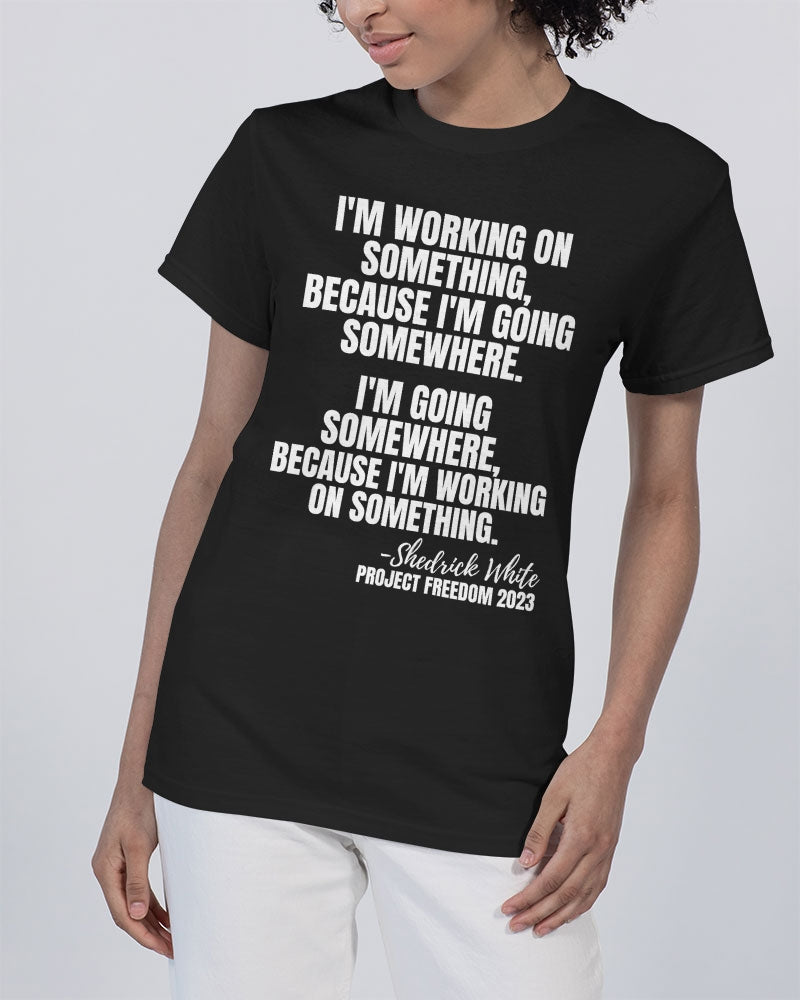 I'm Working On Something - White Unisex Heavy Cotton T-Shirt | Gildan