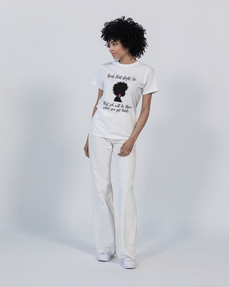 Book That Flight Sis. - Black Font Unisex Heavy Cotton T-Shirt | Gildan