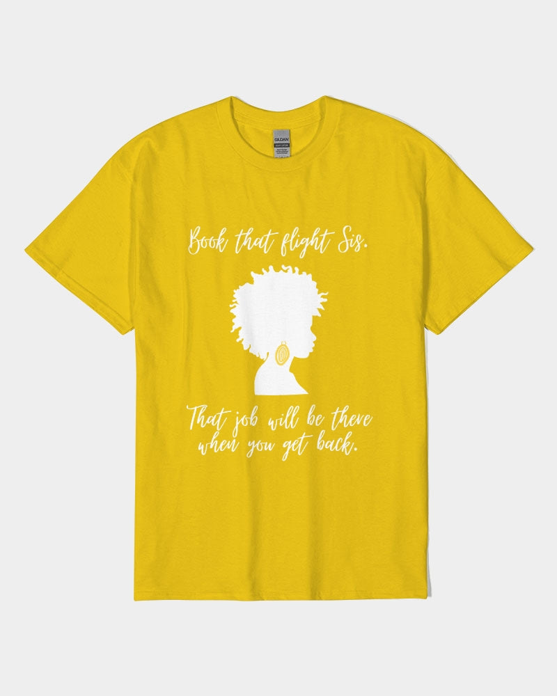 Book That Flight Sis. - Yellow Unisex Heavy Cotton T-Shirt | Gildan