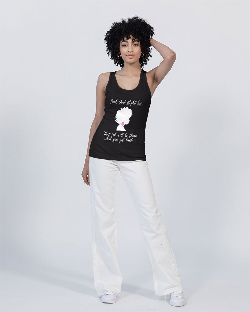 Book That Flight Sis. - White Font Unisex Jersey Tank | Bella + Canvas