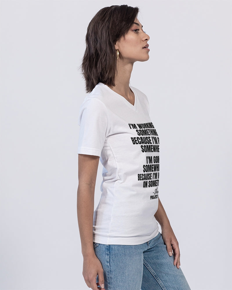 I'm Working On Something Unisex Jersey V-Neck Tee | Bella + Canvas