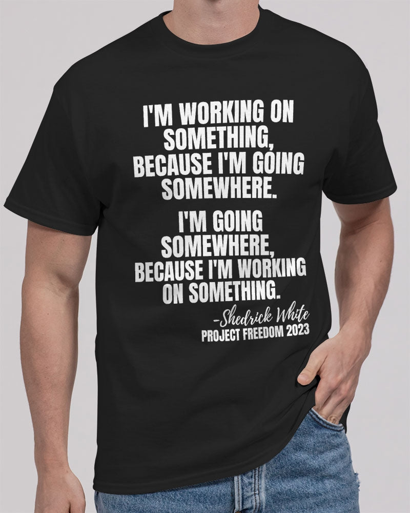 I'm Working On Something - White Unisex Heavy Cotton T-Shirt | Gildan