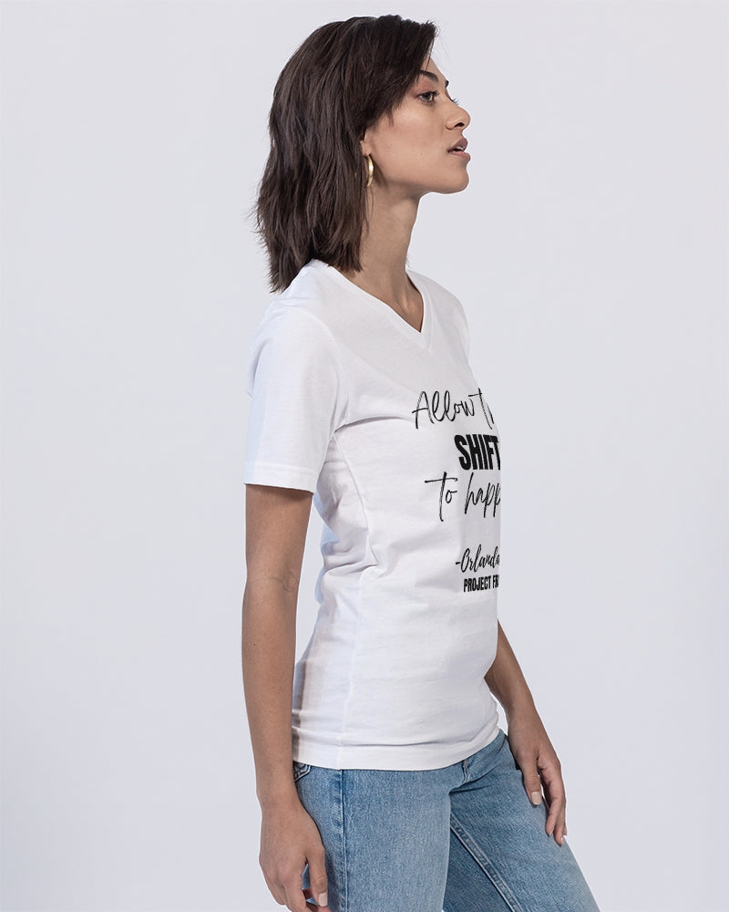 Allow the SHIFT to happen - Black Unisex Jersey V-Neck Tee | Bella + Canvas