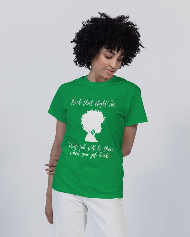 Book That Flight Sis. - Green Unisex Heavy Cotton T-Shirt | Gildan