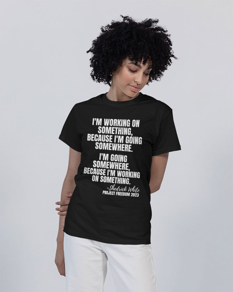 I'm Working On Something - White Unisex Heavy Cotton T-Shirt | Gildan
