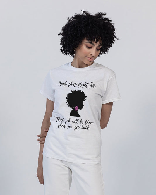 Book That Flight Sis. - Black Font Unisex Heavy Cotton T-Shirt | Gildan