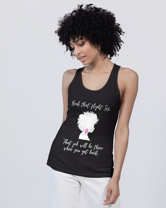 Book That Flight Sis. - White Font Unisex Jersey Tank | Bella + Canvas