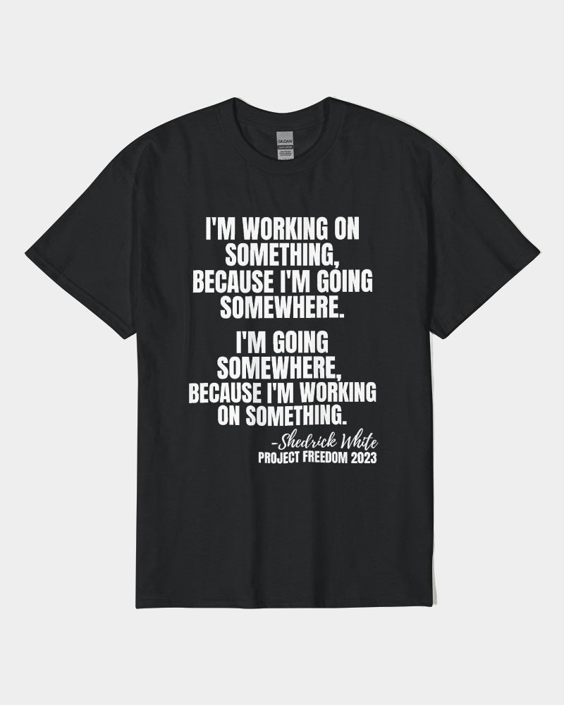 I'm Working On Something - White Unisex Heavy Cotton T-Shirt | Gildan